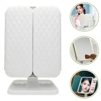 New 2 Kapaklı,3 Farklı Dokunmatik Led Ayarlı USB Şarj ile Şarj Olabilen Makyaj Aynası