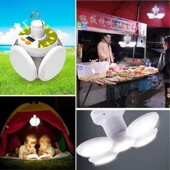 New 5 Ledli 3 Farklı Işık Modlu Açılıp Kapanabilir Led Kanatlı Güneş Enerjili Solar Aydınlatma Asılabilir Kamp Feneri