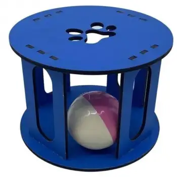 New Ahşap Kafes Renkli Toplu Kedi Patisi Desenli Sesli Kedi Oyuncağı