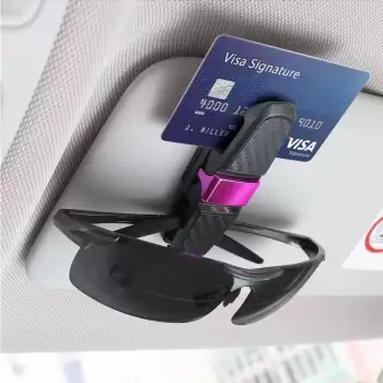 New Araç İçi Güneşliğe Takılan 2li Gözlük,Kart,Para Takmalık Aparat
