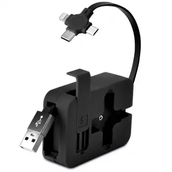 New Cep Tipi Telefon Tutuculu Makaralı Uzayıp Kısalabilen 3ü 1 Arada USB Şarj Kablosu