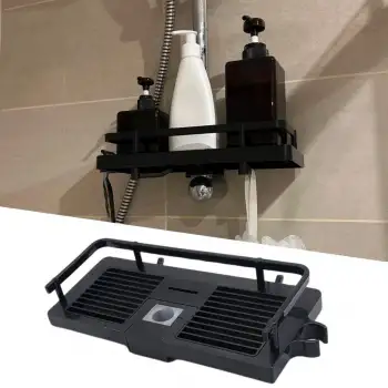New Duş Demirine Takılan Siyah Duş Sabunluk Organizeri Şampuan,Sabun,Lif Standı