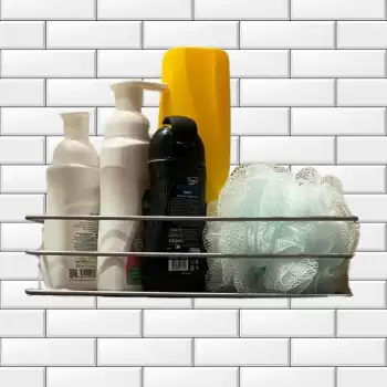 New Kendiliğinden Yapışkanlı Krom Paslanmaz Metal Şampuanlık Banyo Düzenleyici Raf