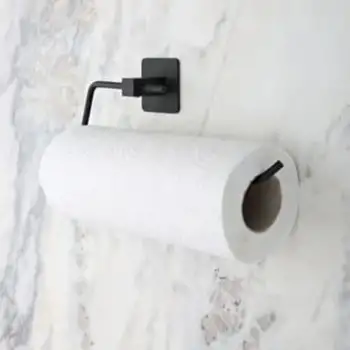 New Kendiliğinden Yapışkanlı Siyah Paslanmaz Metal Rulo Havluluk Aparat