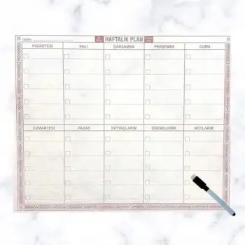 New Şeffaf Kendiliğinden Yapışkanlı Kalemli Haftalık Planlayıcı 40cm-50cm