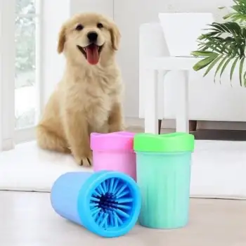 New Silikon Jel Fırçalı Kedi Köpek Pati Ayak Yıkama Temizleme Kovası (Küçük)