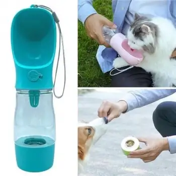 New Taşınabilir Mama Hazneli Evcil Hayvan Suluğu Seyahat Kabı Kilitlenebilen Su Sızdırmaz 380ML