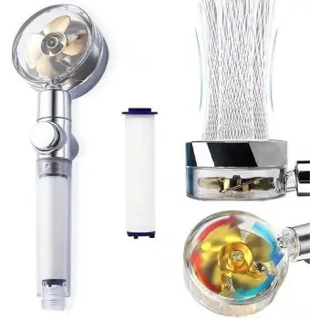 New Turbo Pervaneli ve Filtreli Su Tasarruflu 360 Derece Dönebilen Tazyikli Duş Başlığı