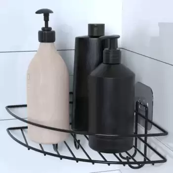 New Yapışkanlı Banyo Köşeliği Kancalı Köşe Rafı Duş Şampuanlık Duvar Düzenleyici Organizer Raf