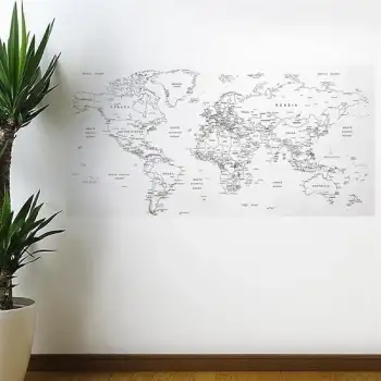 New Yazılabilir Dünya Haritası Manyetik Duvar Stickerı 110 x 56 cm
