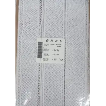 Dantel Polyester Güpür Bant Beyaz 15 Metre En 3 cm ON-1651-B