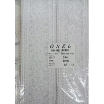 Dantel Polyester Sanal Tül Bant Beyaz 15 Metre En 6 cm ON-696-B