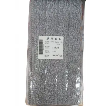 Dantel Polyester Sanal Tül Bant Gri 14,60 Metre En 3 cm ON-1538-G