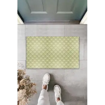 Dekoratif Dijital Baskı Açık Yeşil Motif Dış Mekan Paspas K-2087