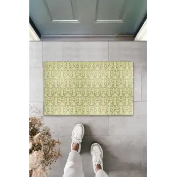 Dekoratif Dijital Baskı Bej Motif Dış Mekan Paspas K-2083