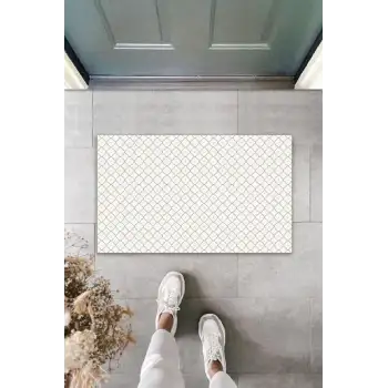 Dekoratif Dijital Baskı Krem Motif Dış Mekan Paspas K-2091