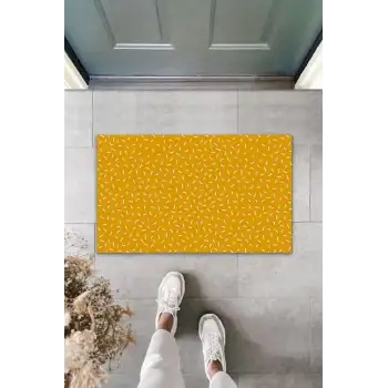 Dekoratif Dijital Baskı Sarı Çizgi Dış Mekan Paspas K-2103