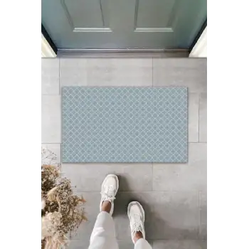 Dekoratif Dijital Baskı Turkuaz Motif Dış Mekan Paspas K-2093