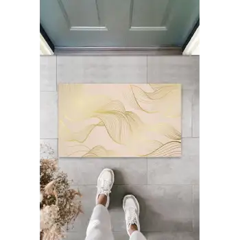 Dekoratif Dijital Modern Dalgalı Pudra Kapı Paspası Dış Mekan Paspas K-3058