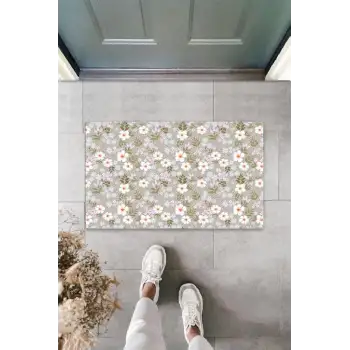 Dekoratif Dijital Papatya Çok Renkli Kapı Paspası Dış Mekan Paspas K-3107