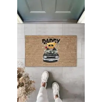 Dekoratif Dijital The Sugar Daddy Ayıcık Bej Kapı Paspası Dış Mekan Paspas K-3174