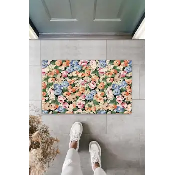 Dijital Bahar Çiçekleri Renkli Kapı Paspası Dış Mekan Paspas K-3114