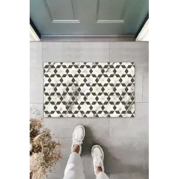 Dijital Baskı Bej Yıldız Kapı Paspası K-3099