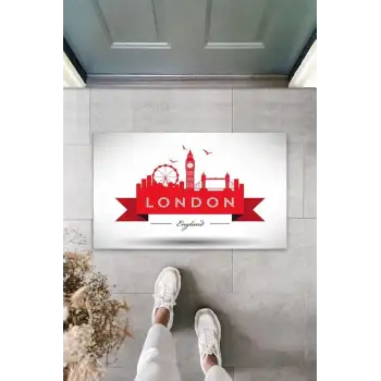 Dijital Baskı Beyaz London Kapı Paspası