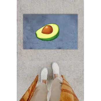 Dijital Baskı Dekoratif Avakado Antrasit Kapı Önü Paspası K-1296