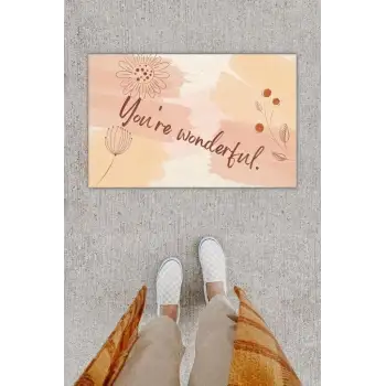 Dijital Baskı Dekoratif Çiçek Pudra Kapı Önü Paspası K-1219