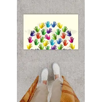 Dijital Baskı Dekoratif El Çok Renkli Kapı Önü Paspası K-1259