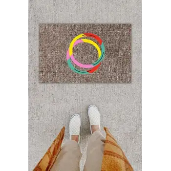 Dijital Baskı Dekoratif Halka Çok Renkli Kapı Önü Paspası K-1283