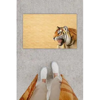 Dijital Baskı Dekoratif Kaplan Sarı Kapı Önü Paspası K-1284