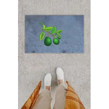 Dijital Baskı Dekoratif lü Avakado Antrasit Kapı Önü Paspası K-1300