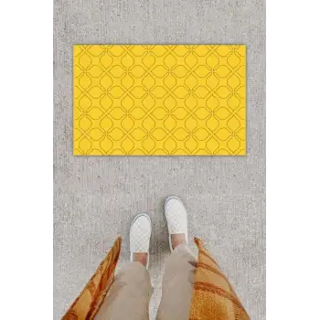 Dijital Baskı Dekoratif Motif Sarı Kapı Önü Paspası K-1277
