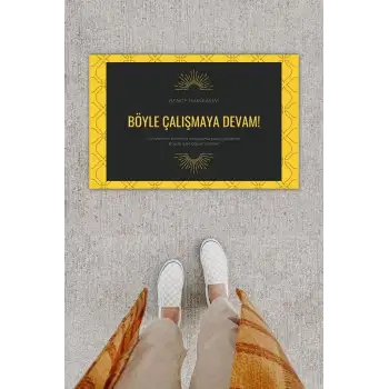 Dijital Baskı Dekoratif Not: Bence Harikasın Sarı-Siyah Kapı Önü Paspası K-1275