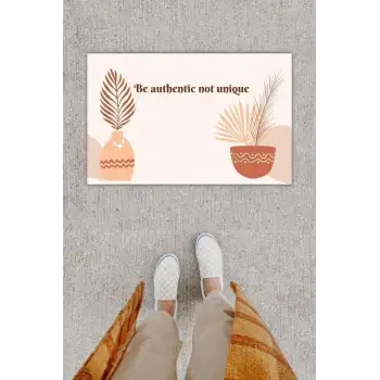 Dijital Baskı Dekoratif Saksı Açık Pembe Kapı Önü Paspası K-1201