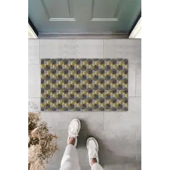 Dijital Baskı Gri Dijital Petek Kapı Paspası