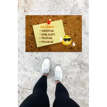 Dijital Baskı Kahverengi Hatırlatma Desen Kapı Önü Paspası