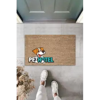 Dijital Baskı Kahverengi Köpekli Pet Hotel Dekoratif Kapı Paspası K-2026