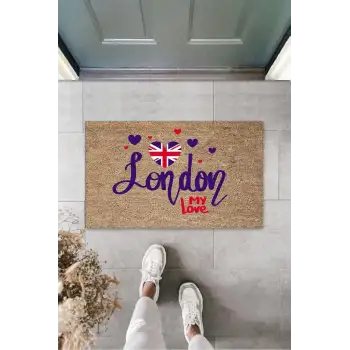 Dijital Baskı Kahverengi London My Love Paspas K-3154