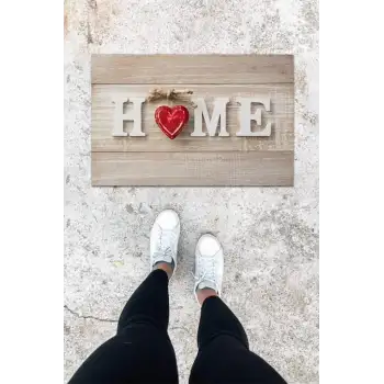 Dijital Baskı Kırmızı Küçük Kalp Desen Kapı Önü Paspası K-1058