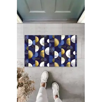 Dijital Baskı Lacivert Yarım Daire Kapı Paspası