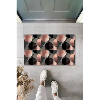 Dijital Baskı Pembe Daire Paspas K-3199