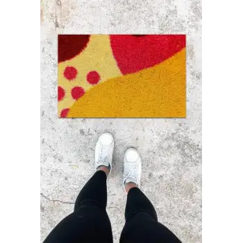 Dijital Baskı Sarı-Pembe Hasır Desen Kapı Önü Paspası K-1022