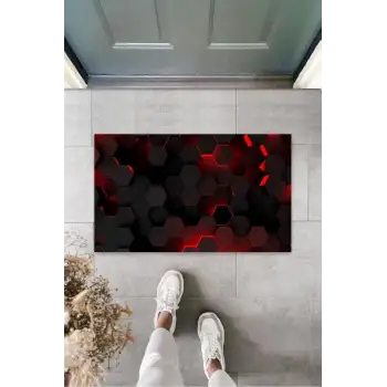 Dijital Baskı Siyah Petek Kapı Paspası