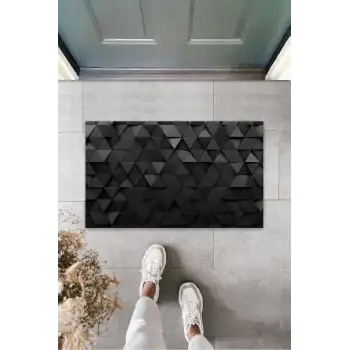 Dijital Baskı Siyah Üçgen Dijital Paspas K-3139