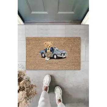 Dijital Classic Club Ayıcık Bej Kapı Paspası Dış Mekan Paspas K-3173