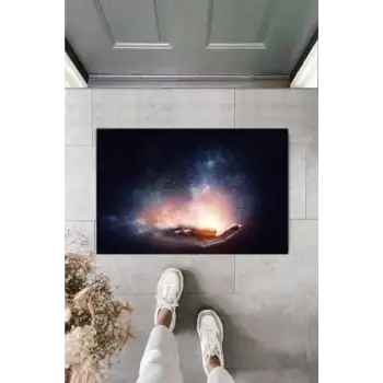 Dijital Galaxy El Lacivert Kapı Paspası Dış Mekan Paspas K-2113