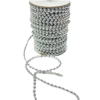 Dikilebilir Sıralı İnci Tekli En 1 cm Gümüş 10 Metre